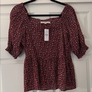 LOFT Floral Smocked Peplum Top